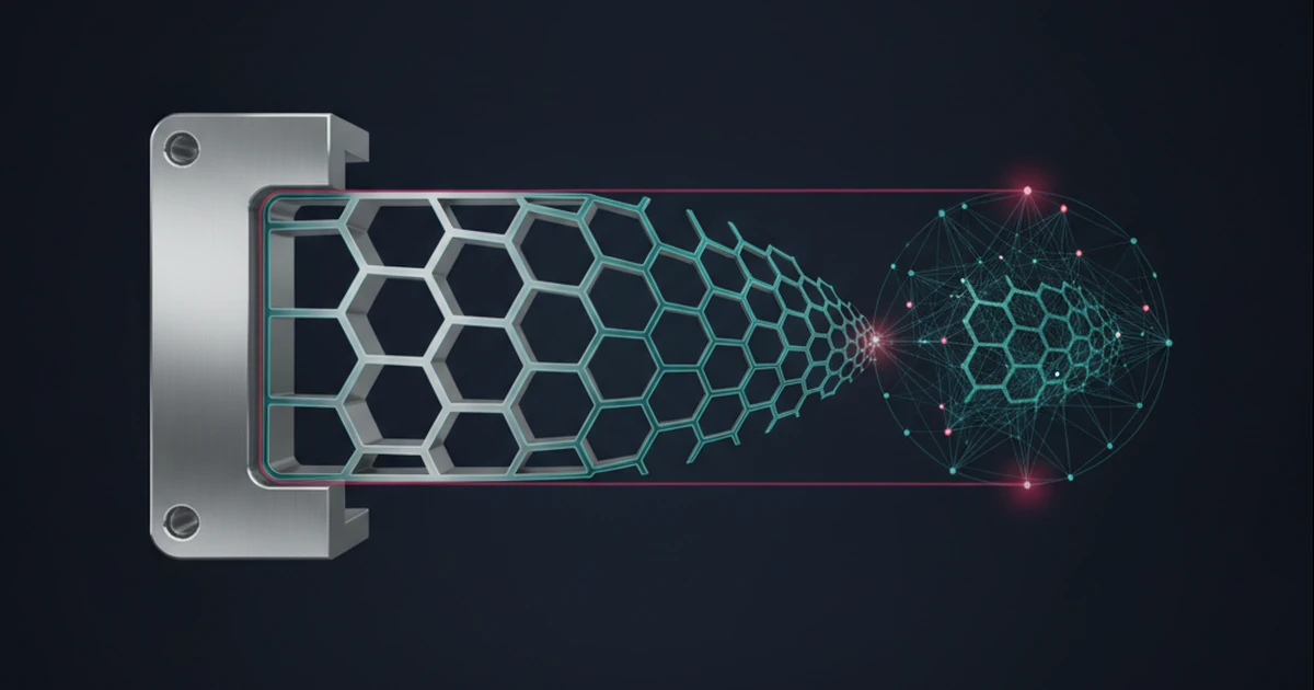 AI concept illustration: Graded lattice connected to a solid bracket frame